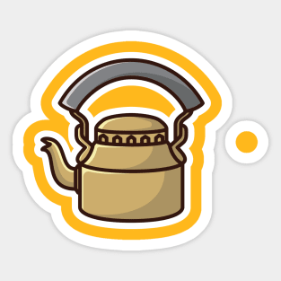 Tea Kettle Sticker vector illustration. Food and drink object icon concept. Breakfast tea kettle with closed lid sticker vector design with shadow. Sticker